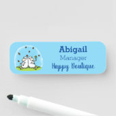 かわいい羊の友人と蝶の漫画 名札 (インサイチュ)