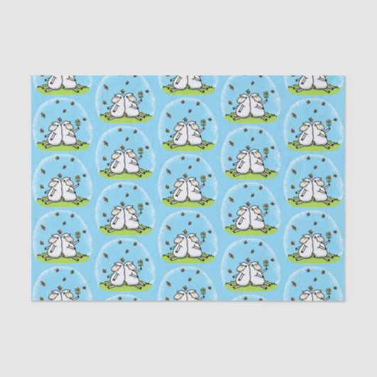 かわいい羊の友人と蝶の漫画 薄葉紙 (正面)