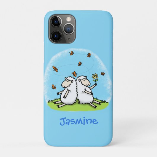 かわいい羊の友人と蝶の漫画 Case-Mate iPhoneケース (裏)