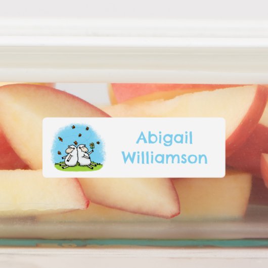 かわいい羊の友達の漫画パーソナライズされた ラベル (貼付)