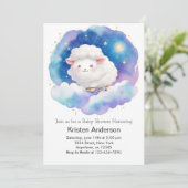 かわいい羊の夜空男子ベビーシャワー 招待状 (スタンド正面)