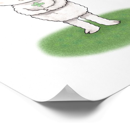 かわいい羊の子ポスター ラッキーシャムロックの幼児アート ポスター (角)