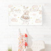 かわいい羊の星ピンク色の雲ラムハッピーバースデー 横断幕 (インサイチュ)