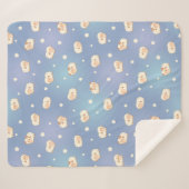 かわいい羊の模様（青） シェルパブランケット (正面(横))