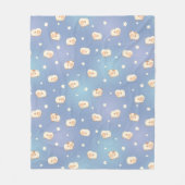 かわいい羊の模様(青) フリースブランケット (正面)