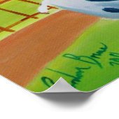 かわいい羊の牛フォークアートうぶな人絵画ズGブルース ポスター (角)