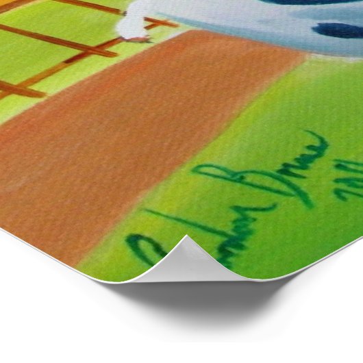 かわいい羊の牛フォークアートうぶな人絵画ズGブルース ポスター (角)