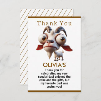 かわいい羊の牧場の動物の2歳の誕生日パーティー サンキューカード