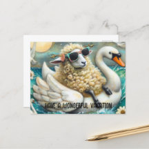 かわいい羊の白鳥の花は素晴らしい休暇を持っている