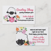 かわいい羊の糸の手織り編み物製クロチェット 名刺 (正面/裏面)