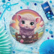 かわいい羊の紙プレート