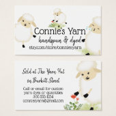 かわいい羊の編み物編み糸の名刺 (正面&裏面)