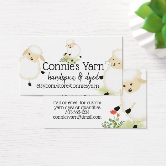 かわいい羊の編み物編み糸の名刺 (デスク)