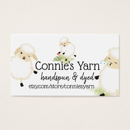 かわいい羊の編み物編み糸の名刺 (正面)