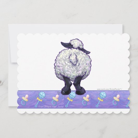かわいい羊の赤ちゃんシャワー 招待状 (裏面)