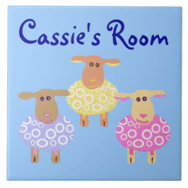 かわいい羊の部屋の3つの看板 タイル