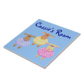 かわいい羊の部屋の3つの看板 タイル (側面)