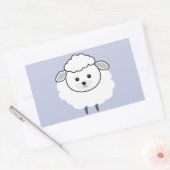 かわいい羊の顔 長方形シール (封筒)