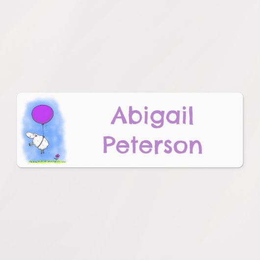 かわいい羊の風船の漫画のユーモアパーソナライズされた ラベル (デザイン2)