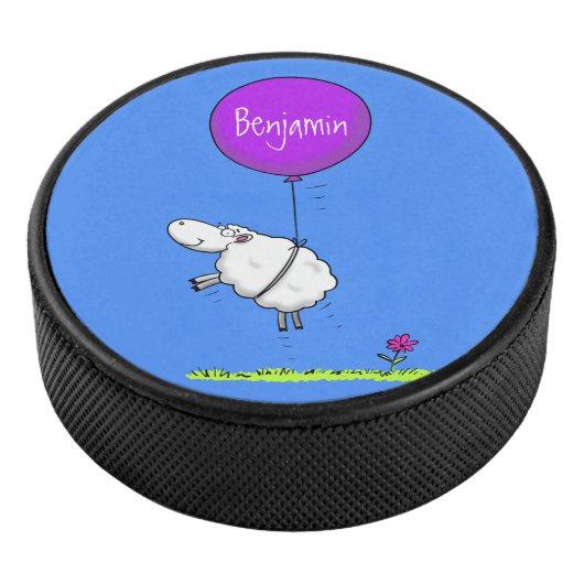 かわいい羊の風船の漫画ユーモアイラストレーション アイスホッケーパック (3/4)