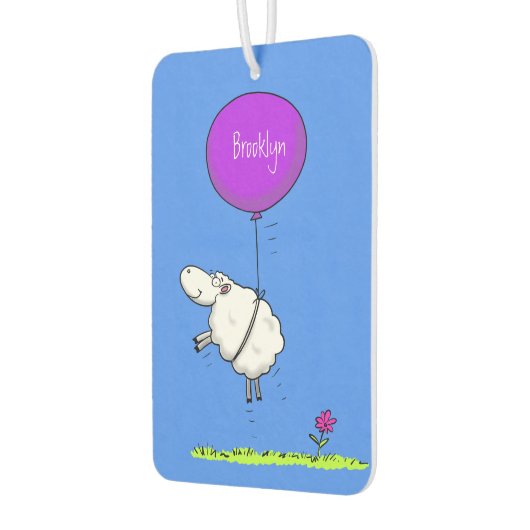 かわいい羊の風船の漫画ユーモアイラストレーション カーエアーフレッシュナー (左)