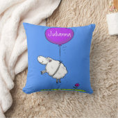 かわいい羊の風船の漫画ユーモアイラストレーション クッション (ブランケット)