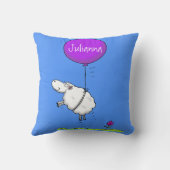 かわいい羊の風船の漫画ユーモアイラストレーション クッション (裏面)