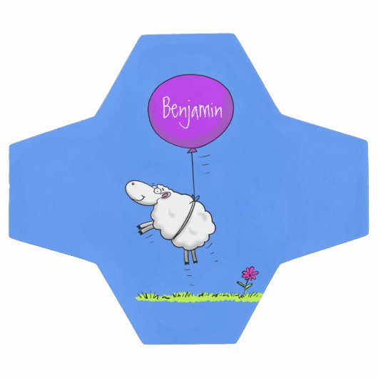 かわいい羊の風船の漫画ユーモアイラストレーション サッカーボール (フラット)