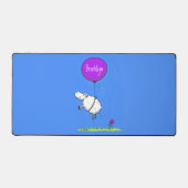 かわいい羊の風船の漫画ユーモアイラストレーション デスクマット (正面)