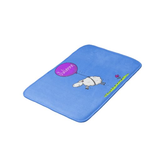 かわいい羊の風船の漫画ユーモアイラストレーション バスマット (アングル)