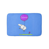 かわいい羊の風船の漫画ユーモアイラストレーション バスマット (正面)