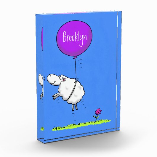 かわいい羊の風船の漫画ユーモアイラストレーション フォトブロック (左)