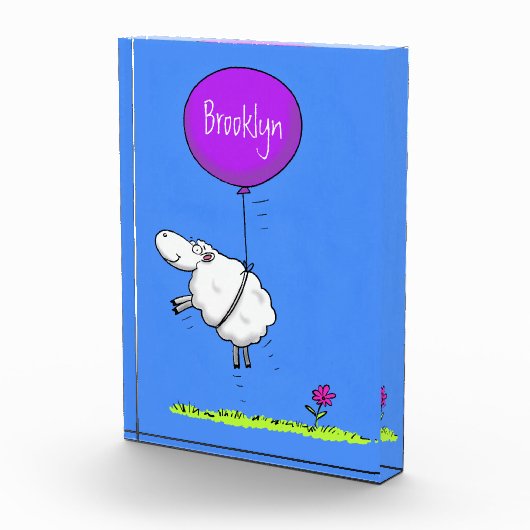 かわいい羊の風船の漫画ユーモアイラストレーション フォトブロック (右)