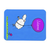 かわいい羊の風船の漫画ユーモアイラストレーション マグネット (横)