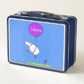 かわいい羊の風船の漫画ユーモアイラストレーション メタルランチボックス (裏面)