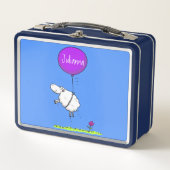 かわいい羊の風船の漫画ユーモアイラストレーション メタルランチボックス (正面)
