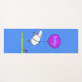 かわいい羊の風船の漫画ユーモアイラストレーション ヨガマット (正面(横))