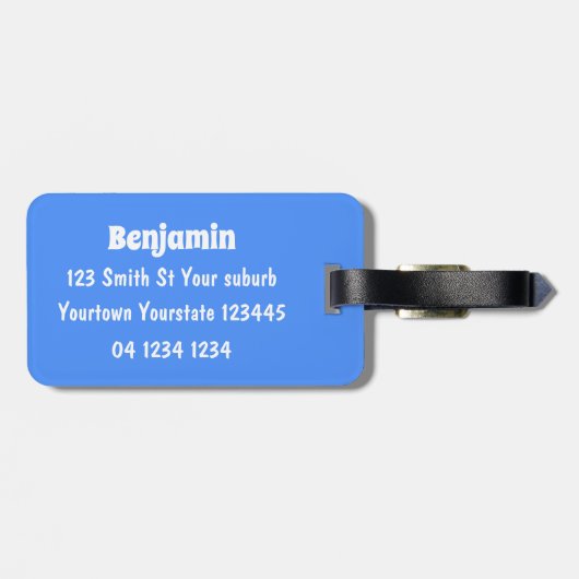 かわいい羊の風船の漫画ユーモアイラストレーション ラゲッジタグ (裏面横)