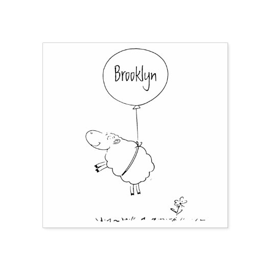 かわいい羊の風船の漫画ユーモアイラストレーション ラバースタンプ (インプリント)