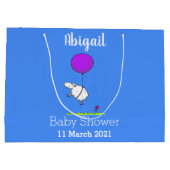 かわいい羊の風船の漫画ユーモアイラストレーション ラージペーパーバッグ (裏面)