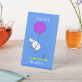 かわいい羊の風船の漫画ユーモアイラストレーション 台座サイン (インサイチュ)