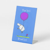 かわいい羊の風船の漫画ユーモアイラストレーション 台座サイン (正面)