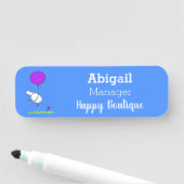 かわいい羊の風船の漫画ユーモアイラストレーション 名札 (インサイチュ)