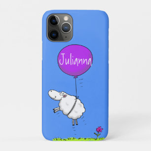 かわいい羊の風船の漫画ユーモアイラストレーション iPhone 11 PROケース