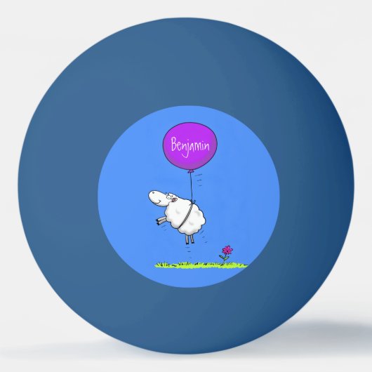 かわいい羊の風船 カートゥーン ユーモア イラスト 卓球ボール (正面)