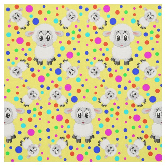 かわいい羊カラフル水玉模様ベビーキッズ子供部屋 ファブリック (見本)