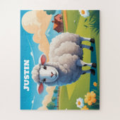 かわいい羊パーソナライズされたたち ジグソーパズル (縦)