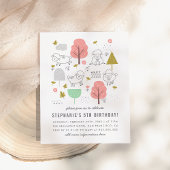 かわいい羊モダン小さな女の子の誕生日パーティー インビテーションポストカード
