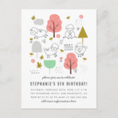 かわいい羊モダン小さな女の子の誕生日パーティー インビテーションポストカード (正面)