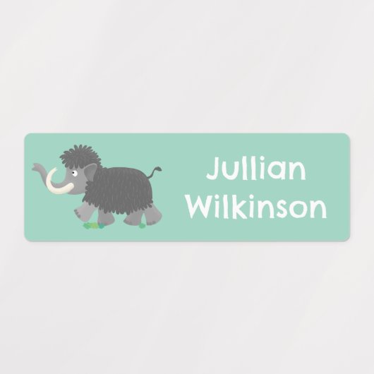 かわいい羊毛のマンモスの漫画パーソナライズされた ラベル (デザイン1)